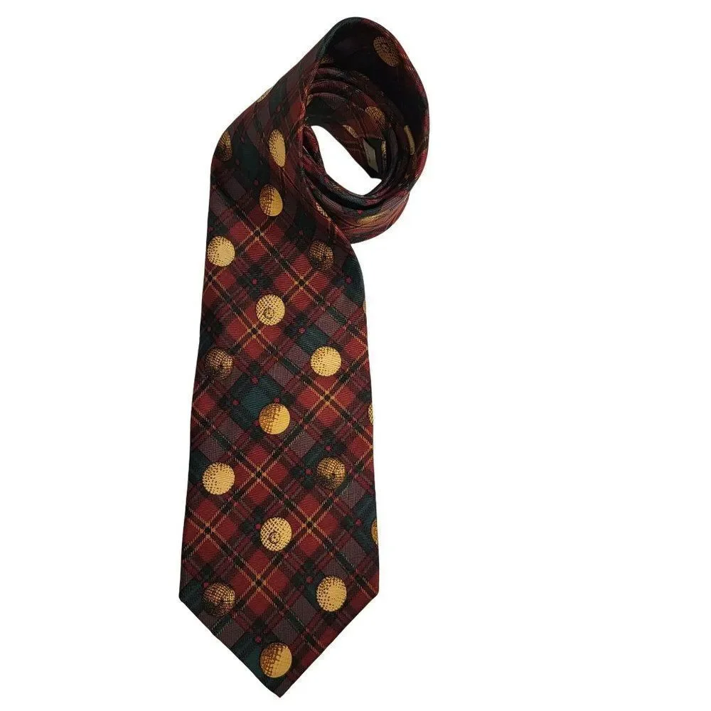 Pierre Cardin 100% Silk Golf Ball Mens Necktie Tie Red Green Christmas‎ Designer